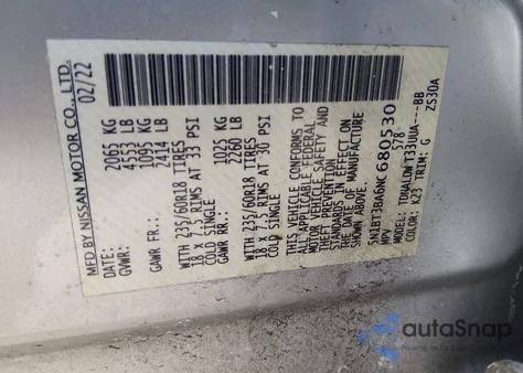 2022 Nissan Rogue Sv Fwd z USA, uszkodzony, nr VIN 5N1BT3BA6NC680530